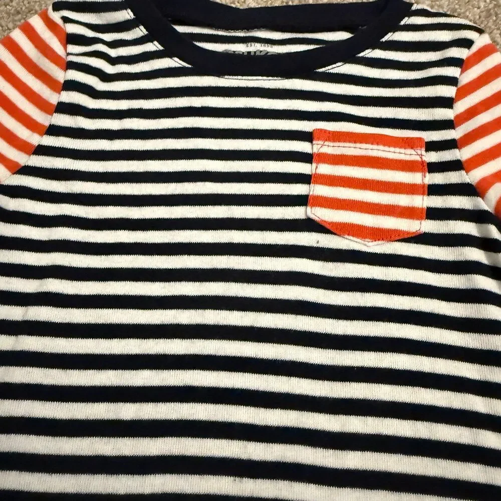 Oshkosh Crew Neck Blue Orange White‎ Striped Shirt Boy's Size 2T